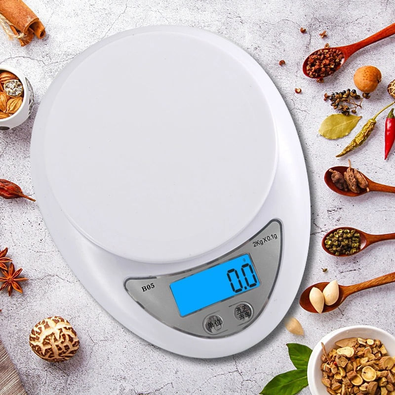 Electronice si Electrocasnice - Electrocasnice bucatarie - Mixere, tocatoare & roboti de bucatarie - Cantare de bucatarie - Cantar Electronic de Bucatarie MRG MB05, 5 kg, Portabil, Digital, PCS, Alb - Infinity.ro