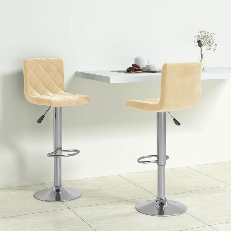 Casa si Gradina - Mobilier - Scaune si fotolii - Scaune - Scaune de bar, 2 buc., crem, catifea - Infinity.ro