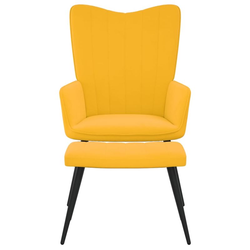 Casa si Gradina - Mobilier - Scaune si fotolii - Fotolii - Scaun relaxare cu taburet, galben mustar, catifea - Infinity.ro