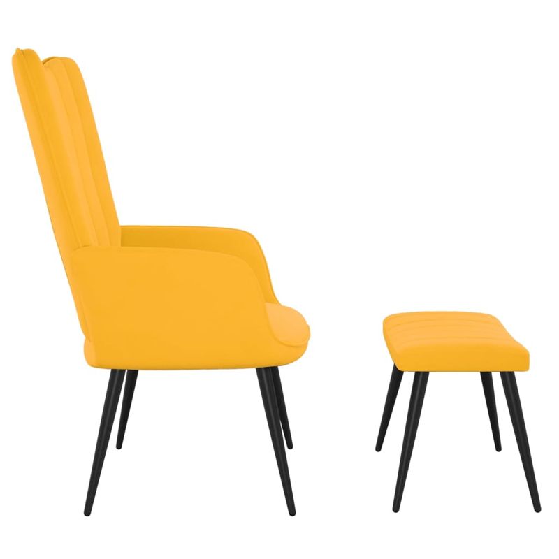 Casa si Gradina - Mobilier - Scaune si fotolii - Fotolii - Scaun relaxare cu taburet, galben mustar, catifea - Infinity.ro