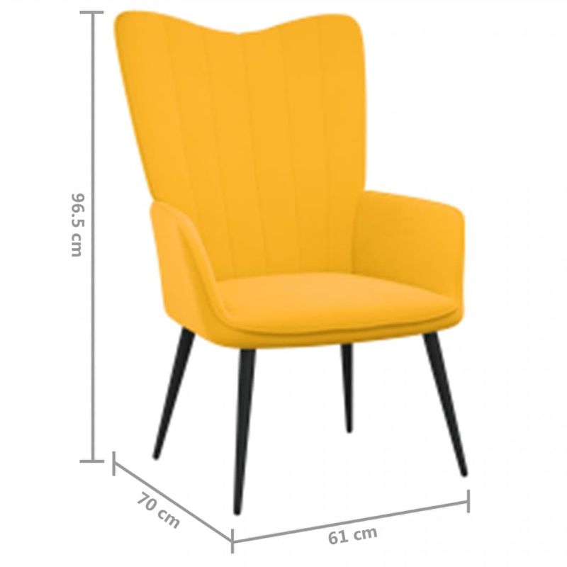 Casa si Gradina - Mobilier - Scaune si fotolii - Fotolii - Scaun relaxare cu taburet, galben mustar, catifea - Infinity.ro