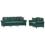 Casa si Gradina - Mobilier - Canapele si coltare - Canapele - Set canapea cu perne, 2 piese, verde inchis, catifea - Infinity.ro