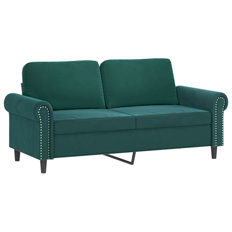 Casa si Gradina - Mobilier - Canapele si coltare - Canapele - Set canapea cu perne, 2 piese, verde inchis, catifea - Infinity.ro