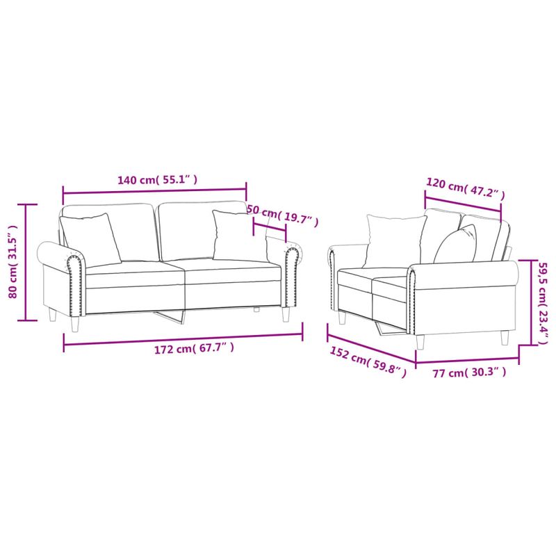 Casa si Gradina - Mobilier - Canapele si coltare - Canapele - Set canapea cu perne, 2 piese, verde inchis, catifea - Infinity.ro