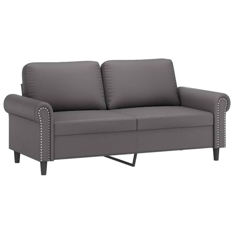 Casa si Gradina - Mobilier - Seturi de mobilier - Seturi living - Set de canapele cu perne, 3 piese, gri, piele ecologica - Infinity.ro