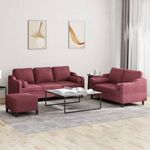 Casa si Gradina - Mobilier - Seturi de mobilier - Seturi living - Set canapea cu perne, 3 piese, rosu vin, material textil - Infinity.ro