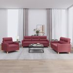 Casa si Gradina - Mobilier - Seturi de mobilier - Seturi living - Set canapea cu perne, 3 piese, rosu vin, material textil - Infinity.ro