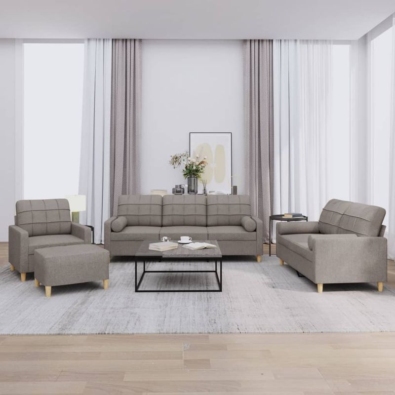 Casa si Gradina - Mobilier - Seturi de mobilier - Seturi living - Set de canapele cu perne, 4 piese, gri taupe, textil - Infinity.ro