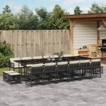Casa si Gradina - Gradina si terasa - Mobilier exterior - Seturi mobila gradina - Set mobilier de gradina cu perne, 17 piese, negru, poliratan - Infinity.ro
