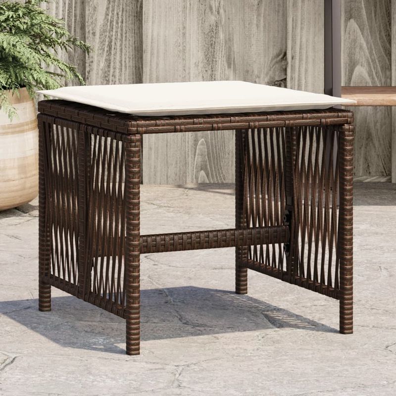 Casa si Gradina - Gradina si terasa - Mobilier exterior - Scaune si sezlonguri gradina - Scaune de gradina cu perne, 4 buc., maro 41x41x36 cm poliratan - Infinity.ro