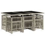 Casa si Gradina - Gradina si terasa - Mobilier exterior - Seturi mobila gradina - Set mobilier de gradina cu perne 11 piese gri deschis poliratan - Infinity.ro