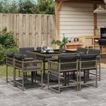 Casa si Gradina - Gradina si terasa - Mobilier exterior - Seturi mobila gradina - Set mobilier gradina cu perne, 9 piese, gri, poliratan - Infinity.ro