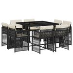 Casa si Gradina - Gradina si terasa - Mobilier exterior - Seturi mobila gradina - Set mobilier de gradina cu perne, 9 piese, negru, poliratan - Infinity.ro