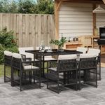 Casa si Gradina - Gradina si terasa - Mobilier exterior - Seturi mobila gradina - Set mobilier de gradina cu perne, 9 piese, negru, poliratan - Infinity.ro