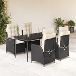 Casa si Gradina - Gradina si terasa - Mobilier exterior - Seturi mobila gradina - Set mobilier de gradina cu perne, 5 piese, negru, poliratan - Infinity.ro