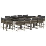 Casa si Gradina - Gradina si terasa - Mobilier exterior - Seturi mobila gradina - Set mobilier de gradina cu perne, 13 piese, gri, poliratan - Infinity.ro