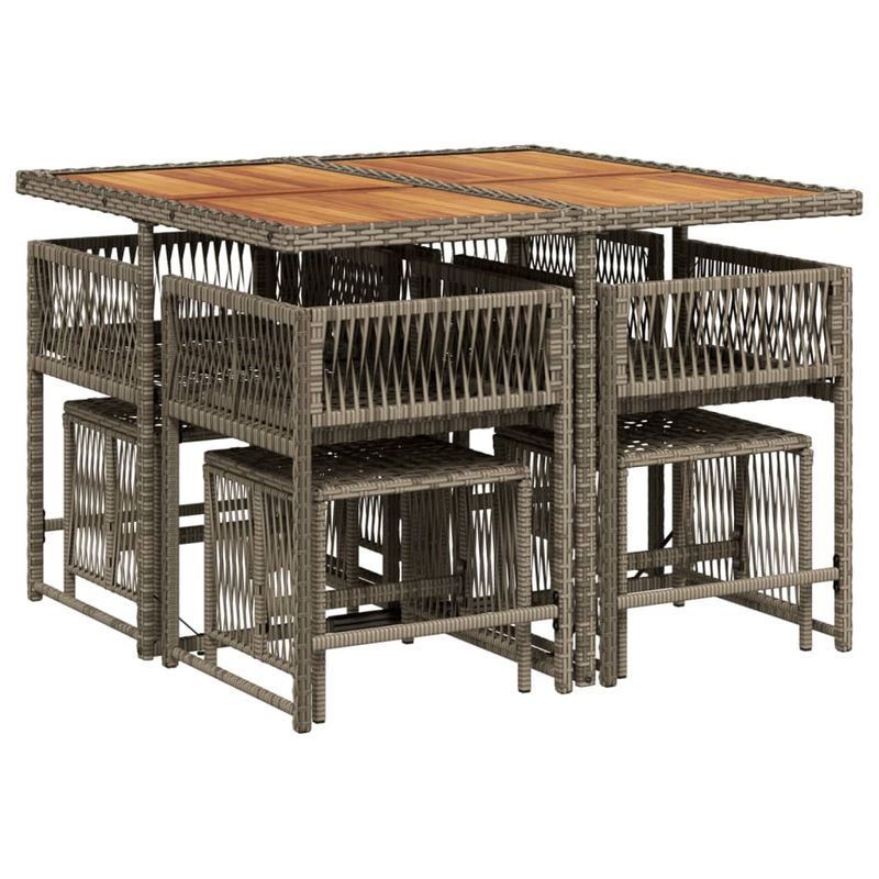 Casa si Gradina - Gradina si terasa - Mobilier exterior - Seturi mobila gradina - Set mobilier gradina cu perne, 9 piese, gri, poliratan - Infinity.ro