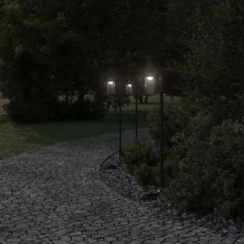 Casa si Gradina - Corpuri si surse de iluminat - Iluminat exterior - Felinare - Lampi de podea de exterior 3 buc. negru 100 cm otel inoxidabil - Infinity.ro