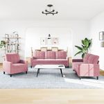 Casa si Gradina - Mobilier - Seturi de mobilier - Seturi living - Set de canapele cu perne, 3 piese, roz, catifea - Infinity.ro