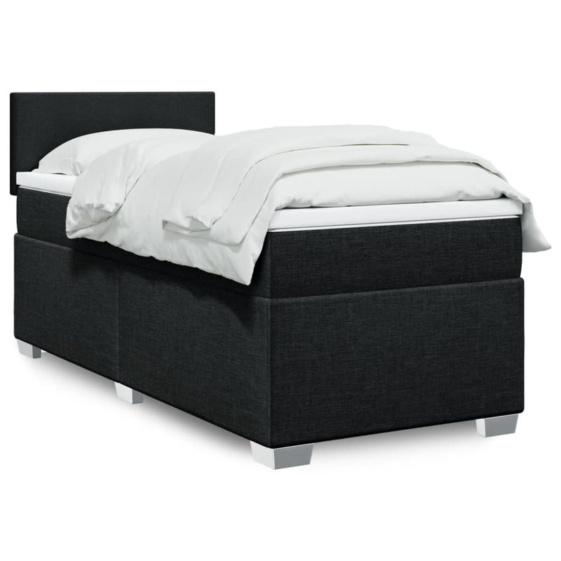 Casa si Gradina - Mobilier - Paturi si accesorii - Paturi - Pat box spring cu saltea, negru, 100x200 cm, textil - Infinity.ro