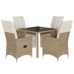 Casa si Gradina - Gradina si terasa - Mobilier exterior - Seturi mobila gradina - Set bistro de gradina, 5 piese, cu perne, bej, poliratan - Infinity.ro