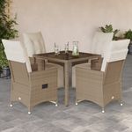 Casa si Gradina - Gradina si terasa - Mobilier exterior - Seturi mobila gradina - Set bistro de gradina, 5 piese, cu perne, bej, poliratan - Infinity.ro