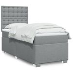 Casa si Gradina - Mobilier - Paturi si accesorii - Paturi - Pat box spring cu saltea, gri deschis, 90x190 cm, textil - Infinity.ro