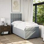 Casa si Gradina - Mobilier - Paturi si accesorii - Paturi - Pat box spring cu saltea, gri deschis, 90x190 cm, textil - Infinity.ro