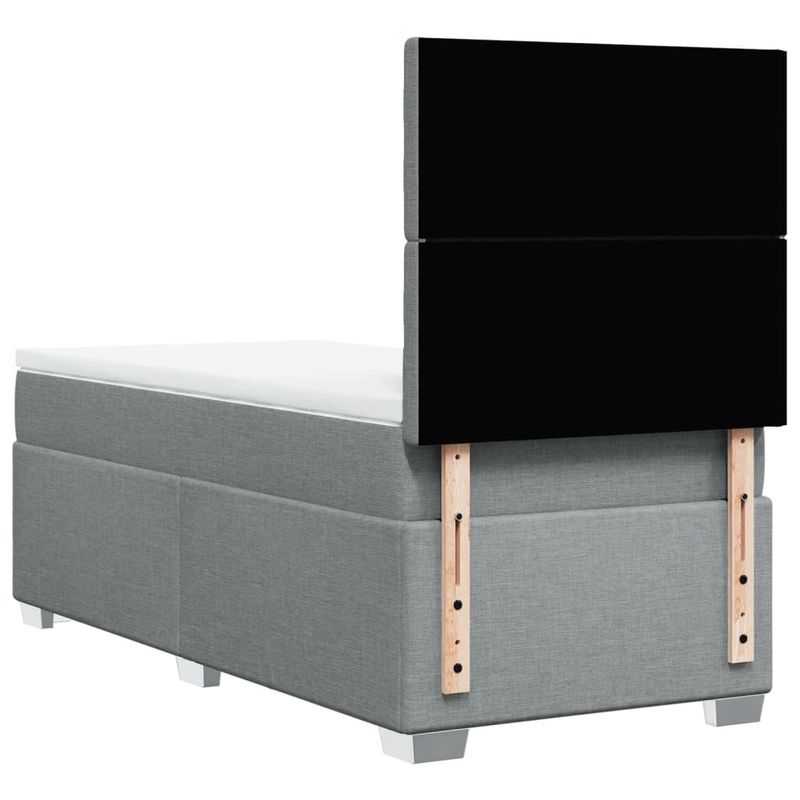 Casa si Gradina - Mobilier - Paturi si accesorii - Paturi - Pat box spring cu saltea, gri deschis, 90x190 cm, textil - Infinity.ro