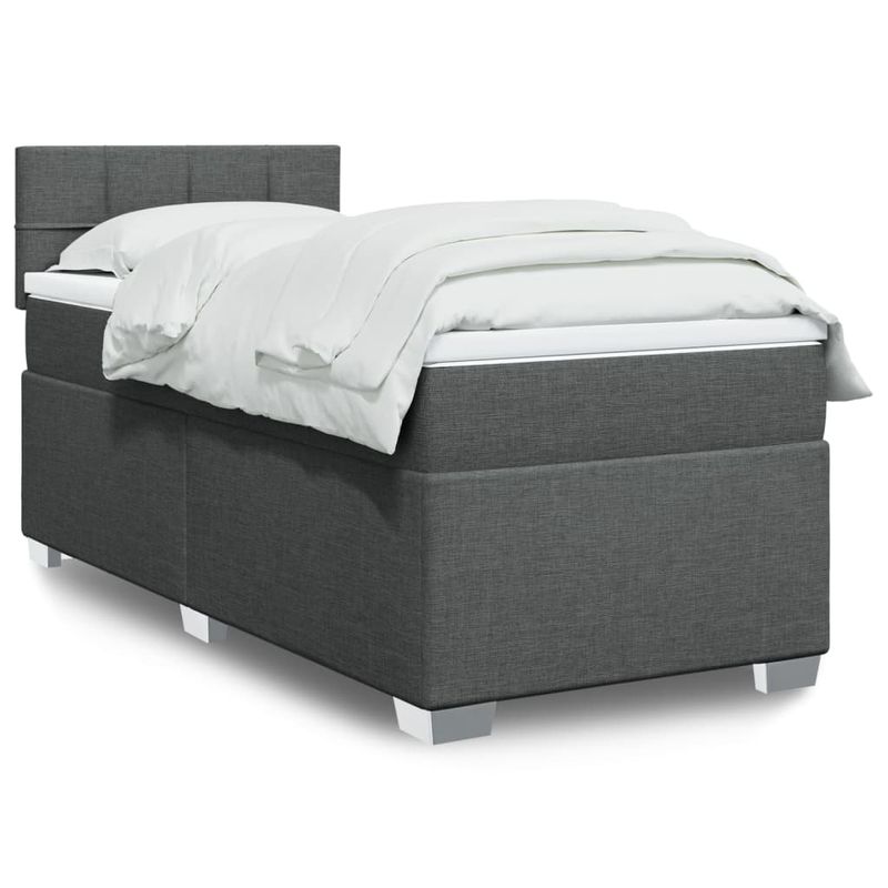 Casa si Gradina - Mobilier - Paturi si accesorii - Paturi - Pat box spring cu saltea, gri inchis, 80x200 cm, textil - Infinity.ro