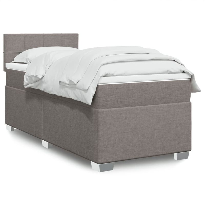 Casa si Gradina - Mobilier - Paturi si accesorii - Paturi - Pat box spring cu saltea, gri taupe, 90x200 cm, textil - Infinity.ro