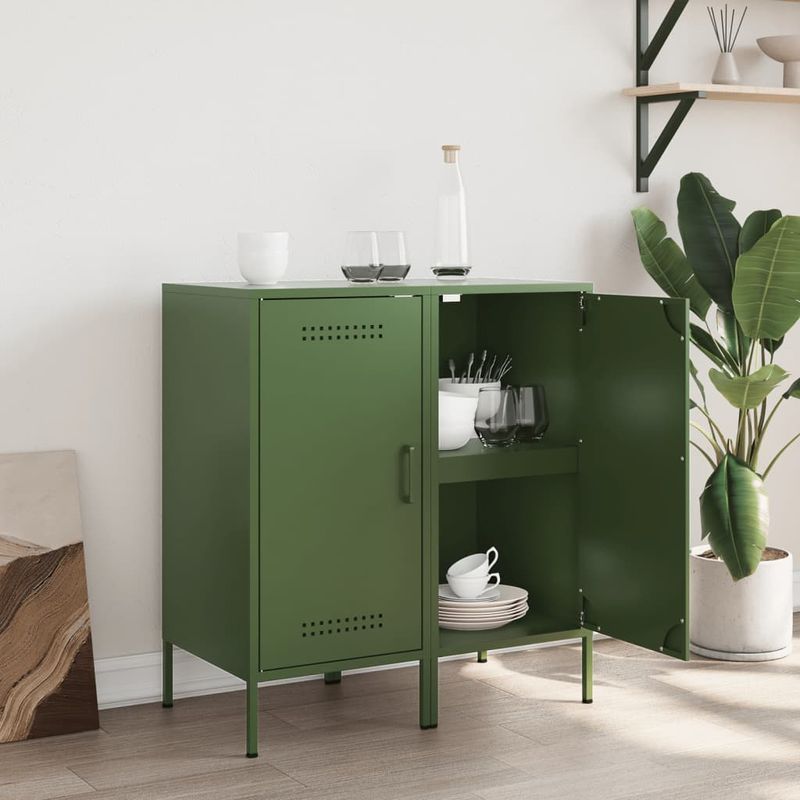 Casa si Gradina - Mobilier - Comode si corpuri - Comode - Dulapuri 2 buc. verde masliniu 36x39x79 cm otel laminat la rece - Infinity.ro