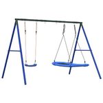 Jucarii, Copii si Bebe - Jucarii si jocuri - Jucarii de exterior - Spatii de joaca si accesorii - Set leagan de exterior, cu leagan și leagan tip cuib, albastru - Infinity.ro