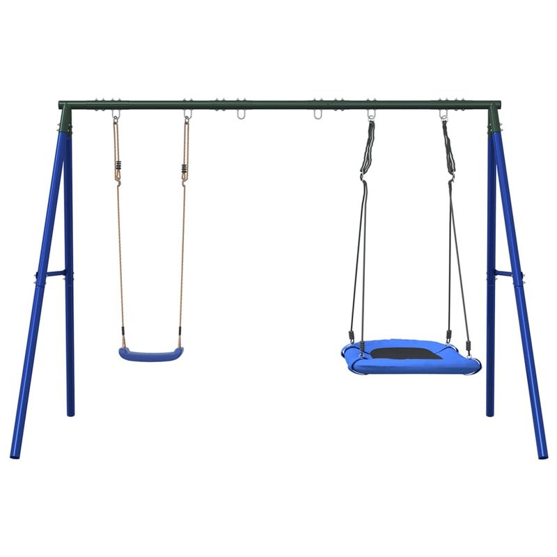 Jucarii, Copii si Bebe - Jucarii si jocuri - Jucarii de exterior - Spatii de joaca si accesorii - Set leagan de exterior, cu leagan și leagan tip cuib, albastru - Infinity.ro