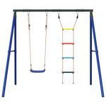 Jucarii, Copii si Bebe - Jucarii si jocuri - Jucarii de exterior - Spatii de joaca si accesorii - Set leagan de exterior, cu leagan și scara, albastru - Infinity.ro
