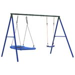 Jucarii, Copii si Bebe - Jucarii si jocuri - Jucarii de exterior - Spatii de joaca si accesorii - Set leagan de exterior, cu leagan și leagan tip cuib, albastru - Infinity.ro