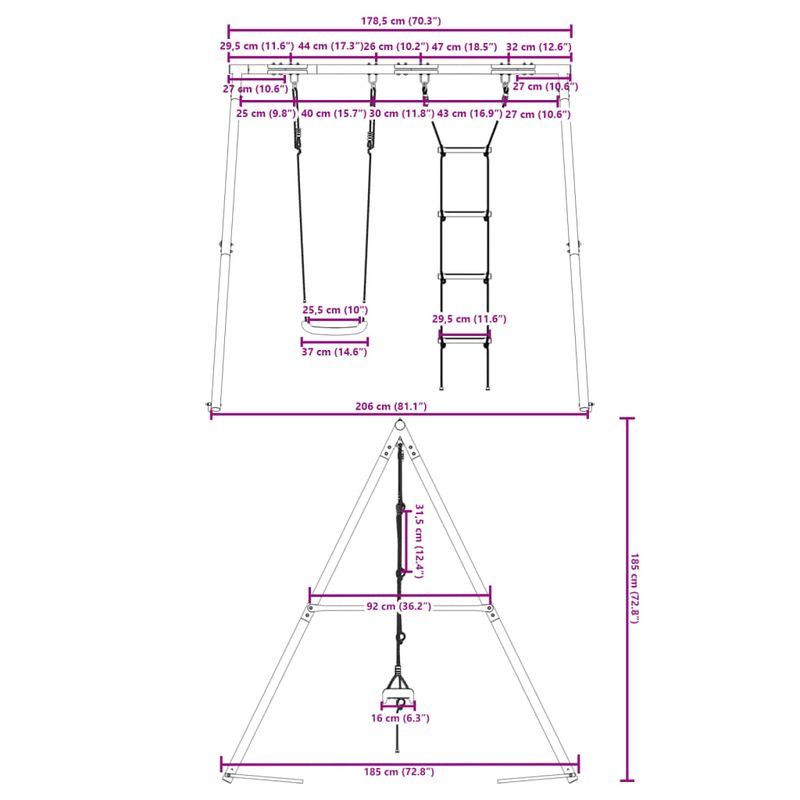 Jucarii, Copii si Bebe - Jucarii si jocuri - Jucarii de exterior - Spatii de joaca si accesorii - Set leagan de exterior, cu leagan și scara, albastru - Infinity.ro