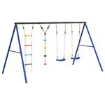 Jucarii, Copii si Bebe - Jucarii si jocuri - Jucarii de exterior - Spatii de joaca si accesorii - Set leagan de exterior, cu leagane, scara și leagan cu disc, albastru - Infinity.ro