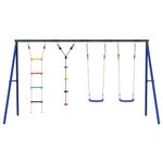 Jucarii, Copii si Bebe - Jucarii si jocuri - Jucarii de exterior - Spatii de joaca si accesorii - Set leagan de exterior, cu leagane, scara și leagan cu disc, albastru - Infinity.ro