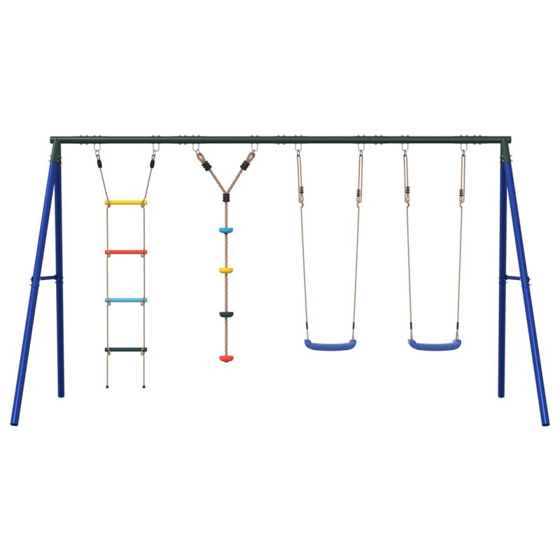 Jucarii, Copii si Bebe - Jucarii si jocuri - Jucarii de exterior - Spatii de joaca si accesorii - Set leagan de exterior, cu leagane, scara și leagan cu disc, albastru - Infinity.ro