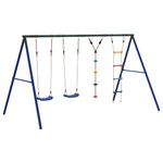 Jucarii, Copii si Bebe - Jucarii si jocuri - Jucarii de exterior - Spatii de joaca si accesorii - Set leagan de exterior, cu leagane, scara și leagan cu disc, albastru - Infinity.ro
