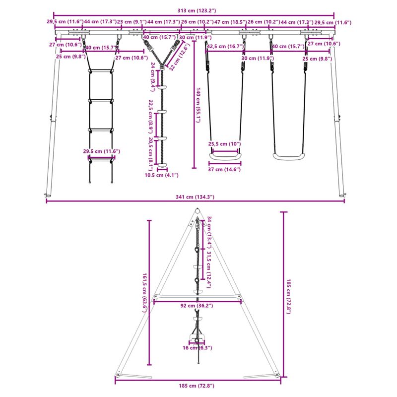 Jucarii, Copii si Bebe - Jucarii si jocuri - Jucarii de exterior - Spatii de joaca si accesorii - Set leagan de exterior, cu leagane, scara și leagan cu disc, albastru - Infinity.ro