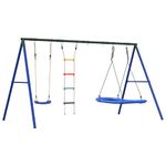 Jucarii, Copii si Bebe - Jucarii si jocuri - Jucarii de exterior - Spatii de joaca si accesorii - Set leagan de exterior, cu leagan, scara și leagan tip cuib, albastru - Infinity.ro