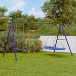 Jucarii, Copii si Bebe - Jucarii si jocuri - Jucarii de exterior - Spatii de joaca si accesorii - Set leagan de exterior, cu leagan, scara și leagan tip cuib, albastru - Infinity.ro