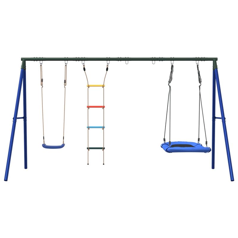 Jucarii, Copii si Bebe - Jucarii si jocuri - Jucarii de exterior - Spatii de joaca si accesorii - Set leagan de exterior, cu leagan, scara și leagan tip cuib, albastru - Infinity.ro