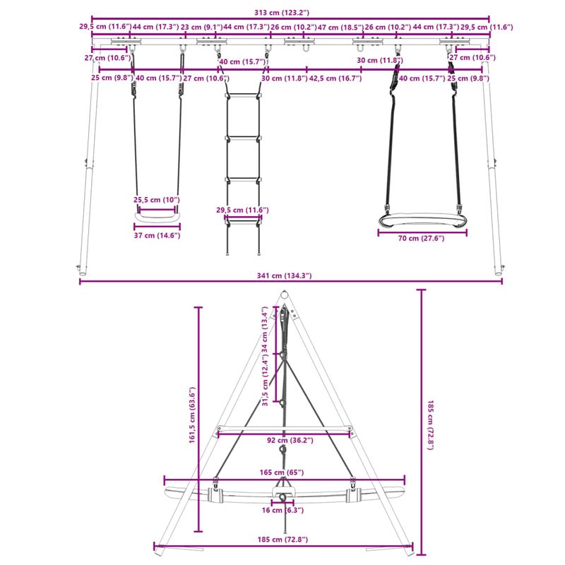 Jucarii, Copii si Bebe - Jucarii si jocuri - Jucarii de exterior - Spatii de joaca si accesorii - Set leagan de exterior, cu leagan, scara și leagan tip cuib, albastru - Infinity.ro