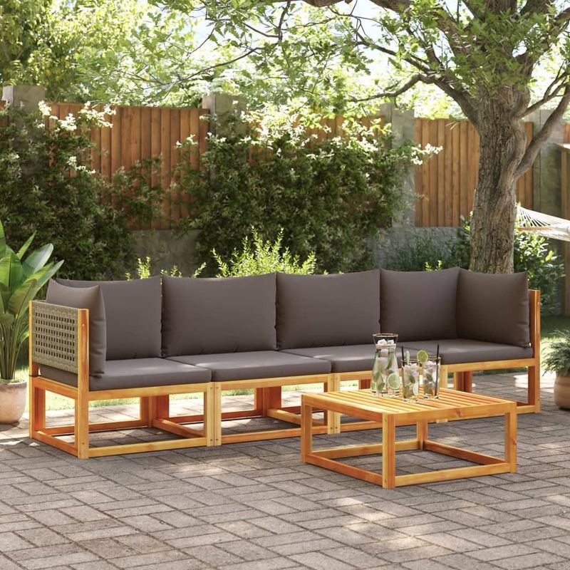Casa si Gradina - Gradina si terasa - Mobilier exterior - Seturi mobila gradina - Set canapele de gradina cu perne, 4 piese, lemn masiv de acacia - Infinity.ro