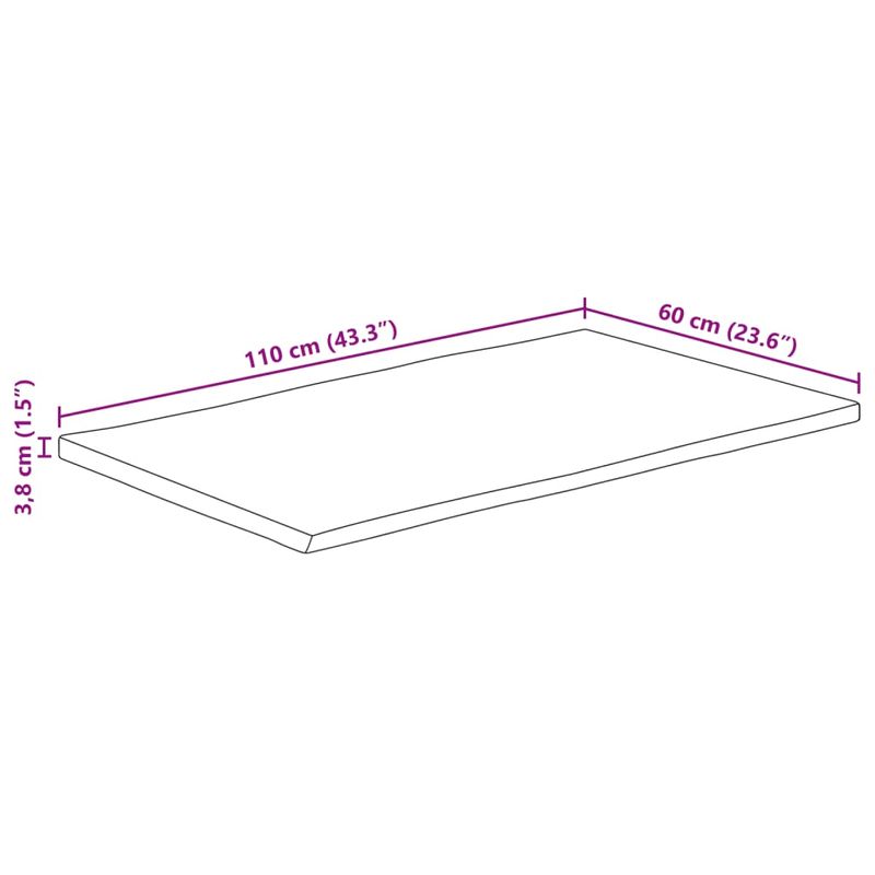 Casa si Gradina - Mobilier - Feronerie si accesorii mobila - Blat masa, 110x60x3,8cm, dreptunghiular lemn acacia margine vie - Infinity.ro