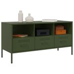 Casa si Gradina - Mobilier - Comode si corpuri - Comode - Dulap TV verde masliniu, 100,5x39x50,5 cm, otel laminat la rece - Infinity.ro