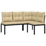 Casa si Gradina - Gradina si terasa - Mobilier exterior - Seturi mobila gradina - Banci gradina cu perne, 2 buc., negru otel vopsit electrostatic - Infinity.ro